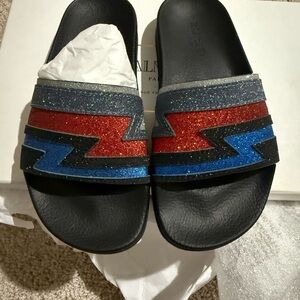 Balmain Colorful Glitter Slide Sandals